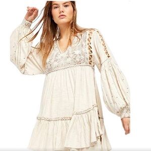 Free People Cream Textured Dress
